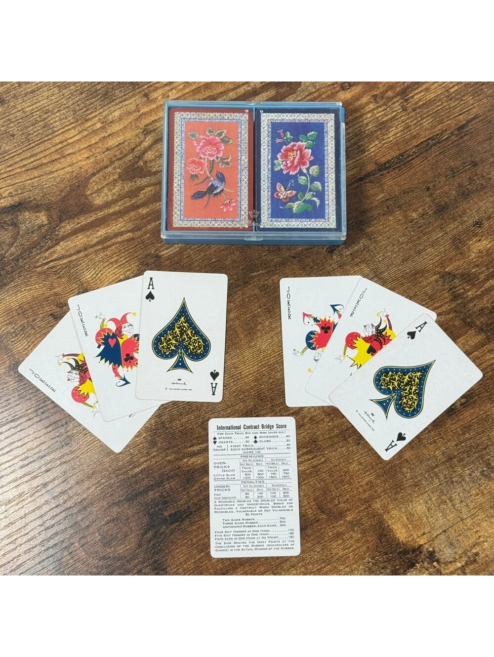 Vintage Hallmark Double Deck Playing Cards Asian Florals Bridge Set